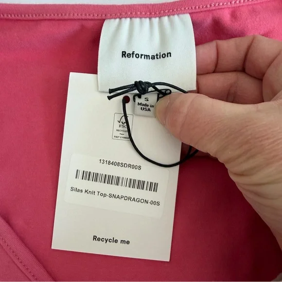 NWT Reformation "Silas" Snapdragon Pink Front Cutout Long Sleeve Knit Top - Picture 12 of 15